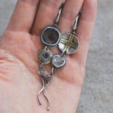 Старинни обеци с сини камъни и кръст