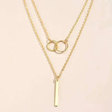 Колиета с Двоен Пендент Кръг в Ретро Злато