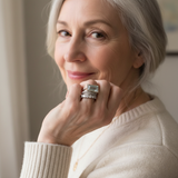 Винтидж комплект пръстени от сребро с стъклен туркез