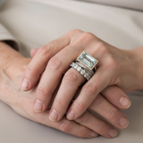 Винтидж комплект пръстени от сребро с стъклен туркез