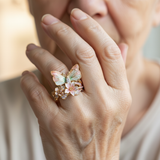 Блестящ пръстен с пеперуда от природата със zirconia