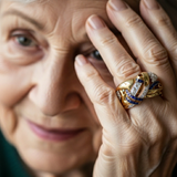 Винтидж златен пръстен с синя циркония