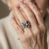 Винтидж пръстен с цвете от сребро