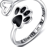 Ръчно изработено пръстенче с краче и сърце – Регулируемо, сребро стерлинг 925