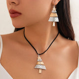 Обесени обеци във форма на коледно дърво от смесен метал