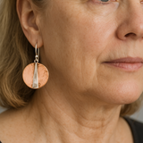 Винтидж кръгли обеци от розово сребро с блясък