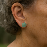 Винтидж обеци с тюркоазен кристал във форма на цвете