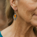 Винтидж обеци от сребро с оранжева камък