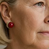 Обици от черен орех с перли