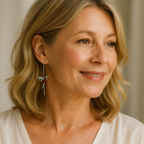 Обици с Колибри от Емайл и Цирконии