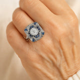 Винтидж пръстен в сребристо с синя циркония