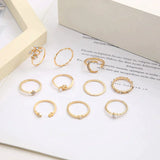 Комплект от 10 Бохемски Пръстена, Покрити със Сребро и Злато