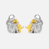 Сребърни обеци с два тона, сребро и злато