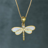 Колие с Драконова муха от злато с опал