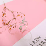 Пръстен Колибри с зелени цирконии в сребро