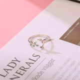 Пръстен Колибри с зелени цирконии в сребро