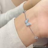 Комплект Колие и Гривна с Синя Светеща Пеперуда