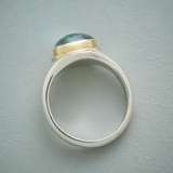 Сребърен пръстен с зелен диамант