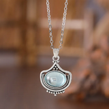 Винтидж комплект огърлица и обеци с овални синьоценни камъни