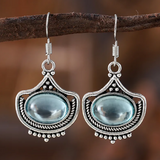 Винтидж комплект колие и обеци с овални скъпоценни камъни в синьо