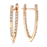 Обици с Вградени Циркони в Розово Злато