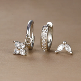 Комплект обеци Цвете с диаманти