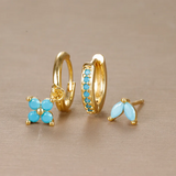 Комплект обеци с диаманти във форма на цвете