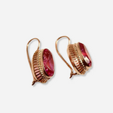 Обици от Розово Злато с Червени Камъни