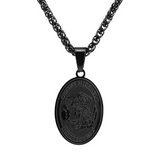 Овално колие с портрет на ангел от неръждаема стомана