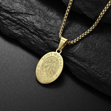 Овално колие с портрет на ангел от неръждаема стомана