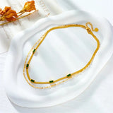 Колие Sorella Gem с два слоя в ретро злато