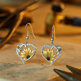 Винтидж бохо обеци с слънчоглед и пчелен сърце