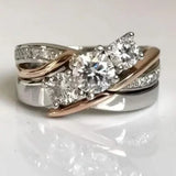 Винтидж пръстен от злато и сребро с цирконий