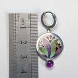 Бохо обеци с лилави кристали от сребро