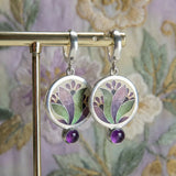 Бохо обеци с лилави кристали от сребро