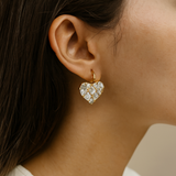 Винтидж златни обеци под формата на сърце с диамант