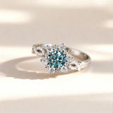 Пръстен с Формата на Цвете и Тюркоазен Кристал