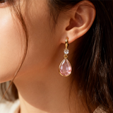 Винтидж обеци капка с розов кристал