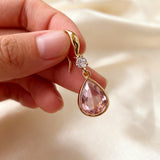 Винтидж обеци капка с розов кристал