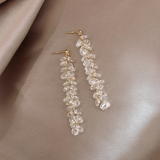 Златни обеци с панделка и цирконий