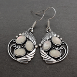 Сребърни обеци с бели кристали в винтидж стил