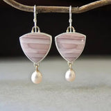 Винтидж обеци с розов камък и перла