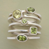 Винтидж пръстен от зелено стъкло с слоеве сребро