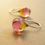 Винтидж Стъклени Окачени Обеци