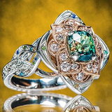 Сребърен винтидж пръстен с блестящо цвете