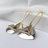 Триъгълен сребърен висящ аксесоар и обици с извита кука