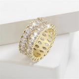 Винтидж златен широк кристален пръстен