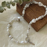 Винтидж огърлица с перли и сребърни мъниста