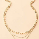 Винтидж огърлица с многослойна верижка и златисто висулка