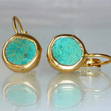Винтидж обеци в тюркоазено с злато